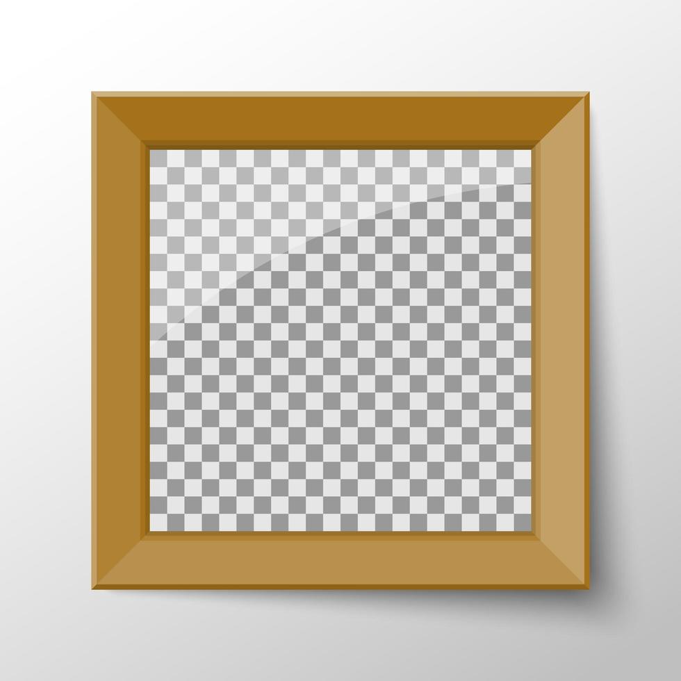 Realistic blank photo frame with wood border vector