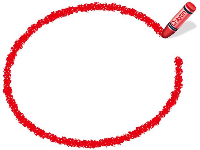 Red ellipse crayon frame, vector illustration. 