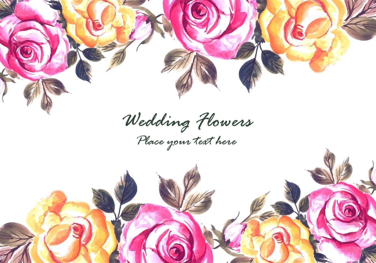 Romantic wedding  colorful flowers card background vector