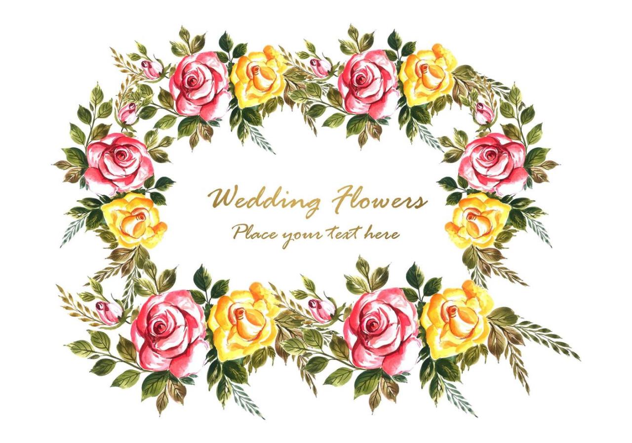 Romantic wedding flowers card background vector