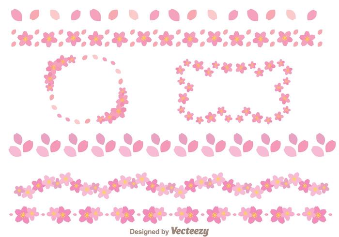 Sakura Flowers Border Template vector