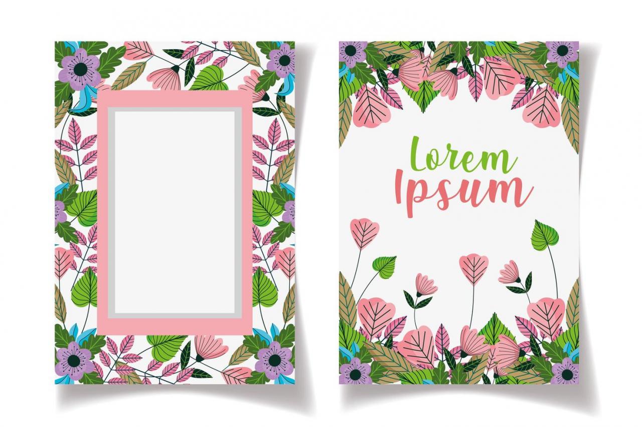 Save the Date floral framed cards template vector