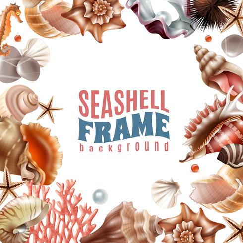 Seashell Realistic Frame vector
