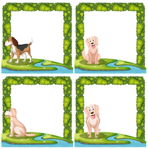 Set of dogs frame scenes vector