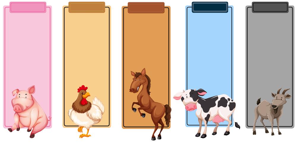 Set of farm animals border vector