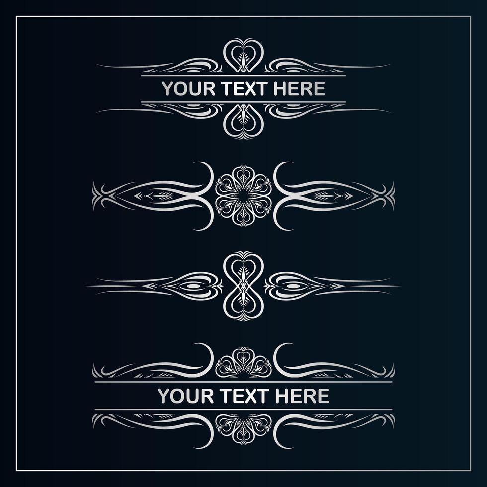 Silver ornament border collection vector