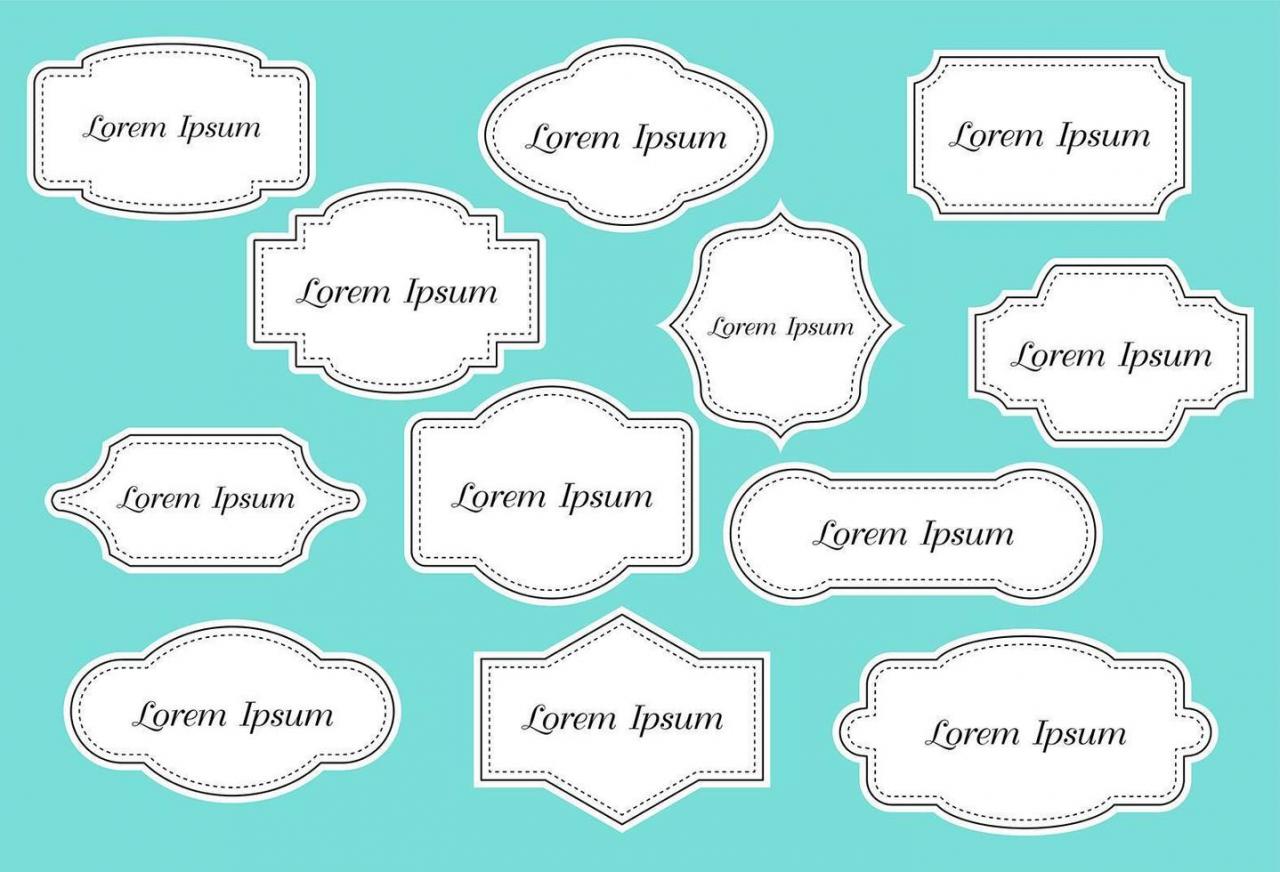 Simple dash outline frames and labels collection vector