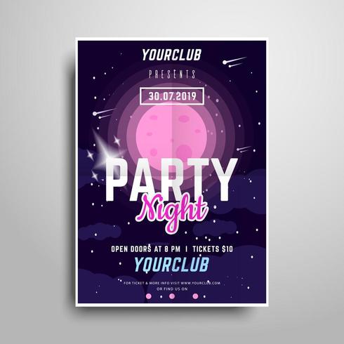 Space Party poster template vector