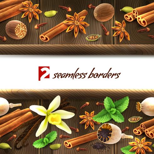 Spices seamless borders vector