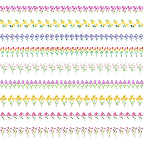 spring flowers border patterns vector