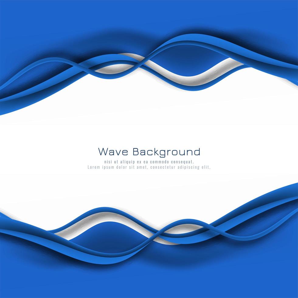 Stylish blue wave frame card vector