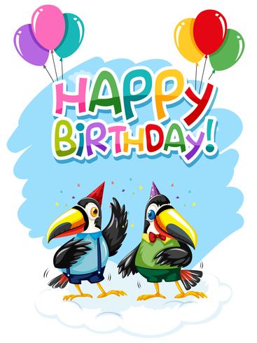 Toucan on birthday template vector