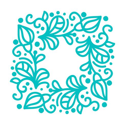 Turquoise vector monoline calligraphy flourish frame for greeting card