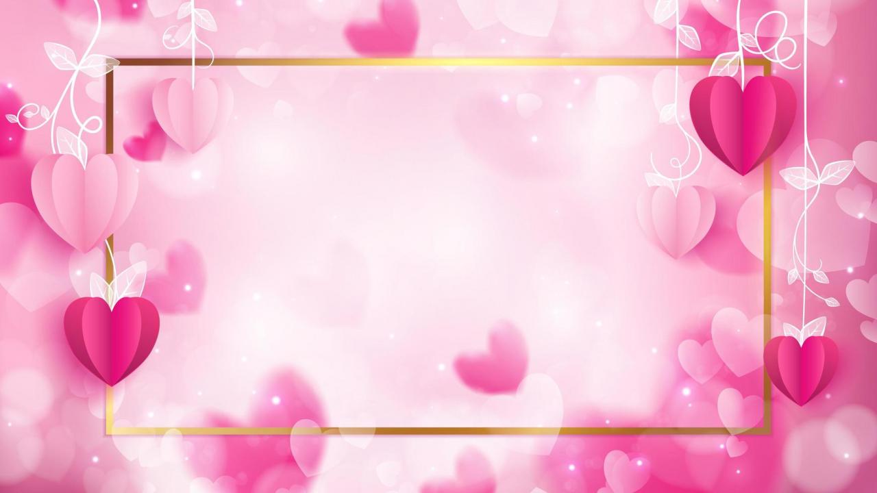 Valentine banner with golden border vector