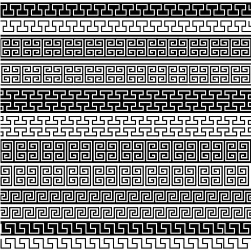 black fretwork border patterns vector