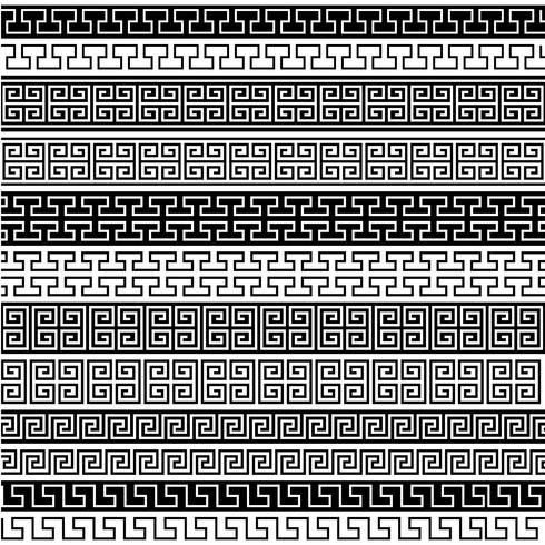 black fretwork border patterns vector