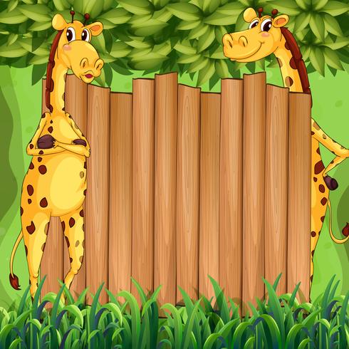 Border design with two giraffes vector