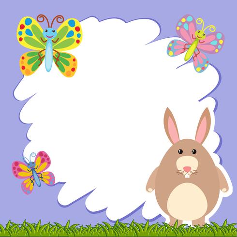 Border template with brown rabbit vector