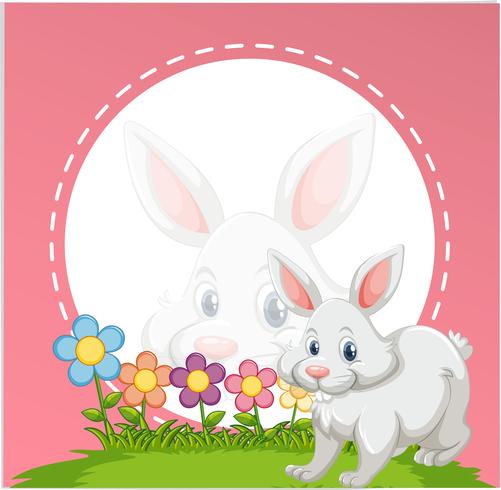 Border template with cute bunny vector