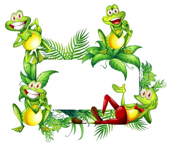 Border template with happy frogs vector