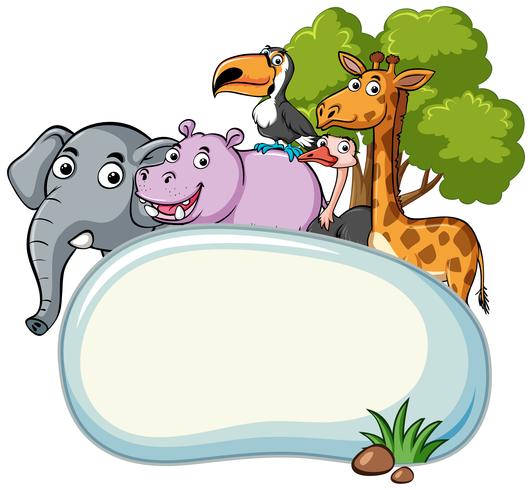 Border template with many animals vector