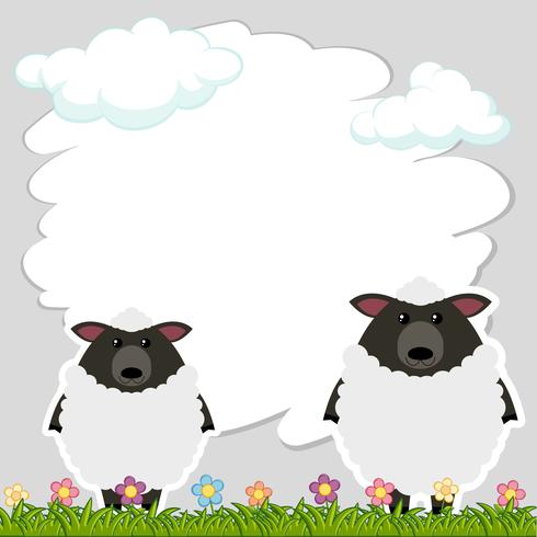 Border template with two sheeps vector