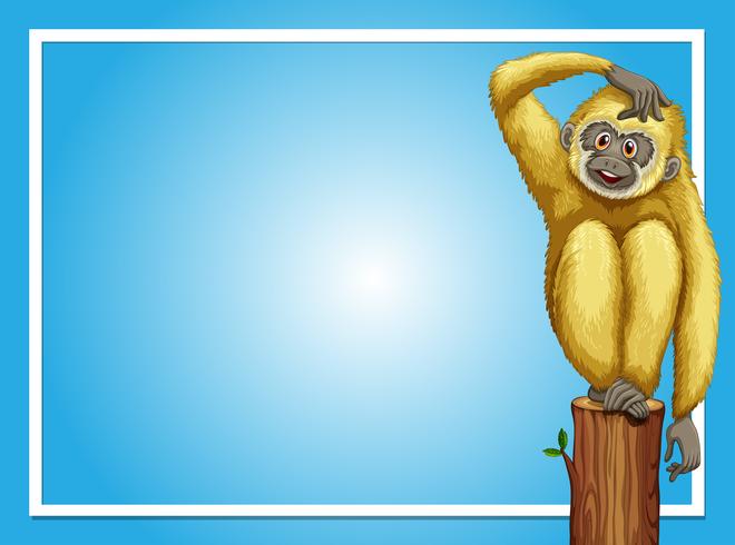 Border template with white gibbon vector