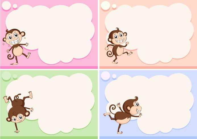 Border templates with little monkeys vector