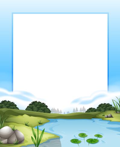 Border with river scene background vector