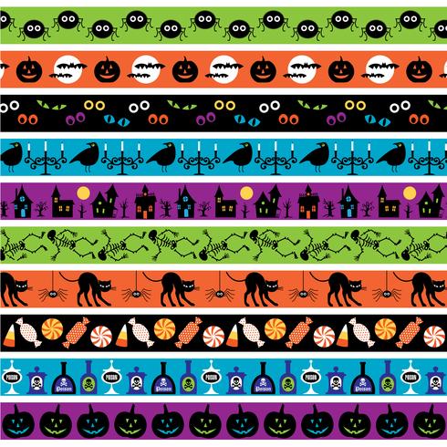 bright halloween border patterns vector