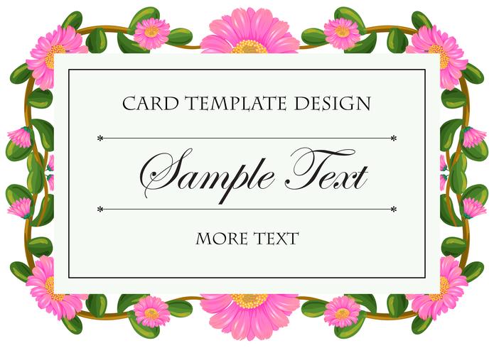 Card template with pink calendula frame vector
