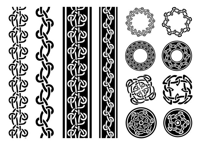 Celtic Borders, Patterns And Rings Set vector