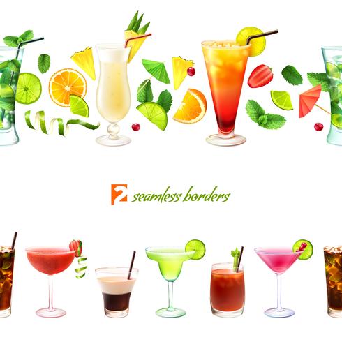 Cocktail seamless border vector