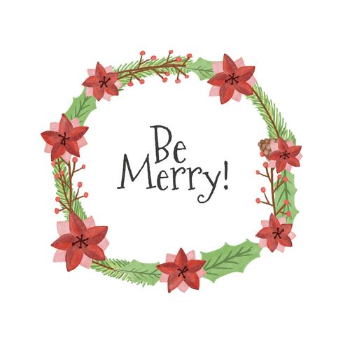 Cute Christmas Wreath With Quote  vector