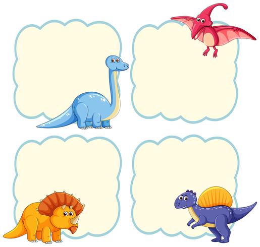Cute dinosaur frame template vector