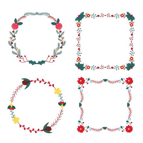 Cute Floral Christmas Frames And Bordes vector