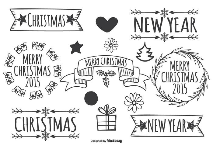 Cute Hand Drawn Christmas Elements vector