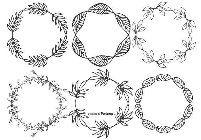 Cute Hand Drawn Sketchy Leaf Frames vector