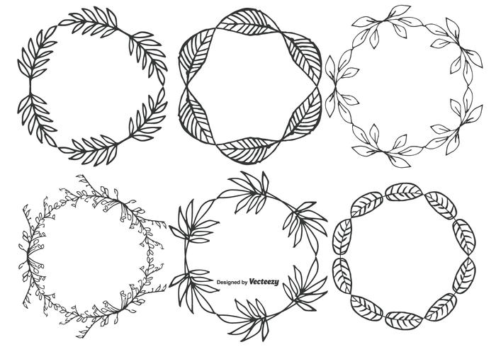 Cute Hand Drawn Sketchy Leaf Frames vector