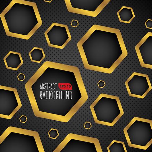 Dark And Gold Background With Hexagonal Holes vector