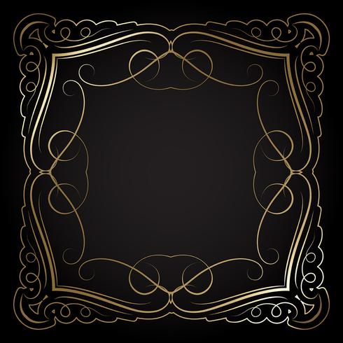 Decorative gold border on black vector