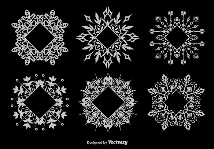 Decorative snowflake-shaped frames vector
