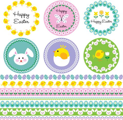 Easter frames and border patterns vector