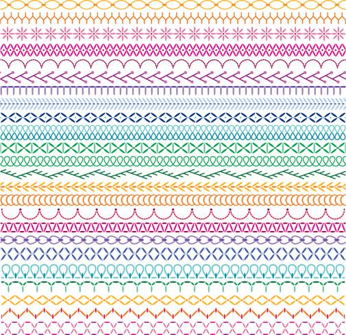 embroidery stitch border patterns vector