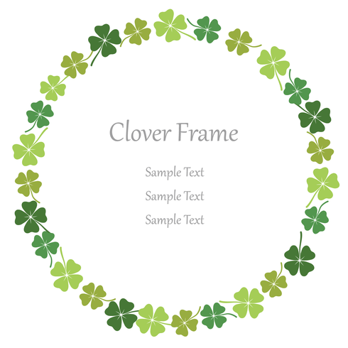 Four-leaf clover circular frame. vector