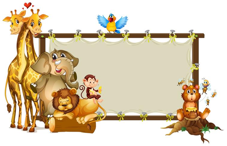 Frame design with wild animals vector