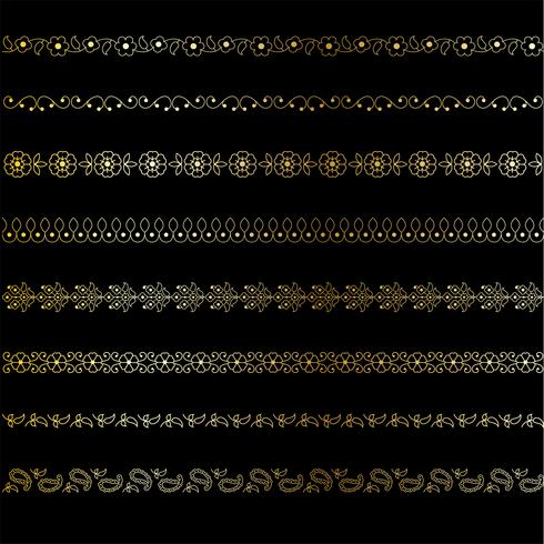 gold paisley border patterns vector