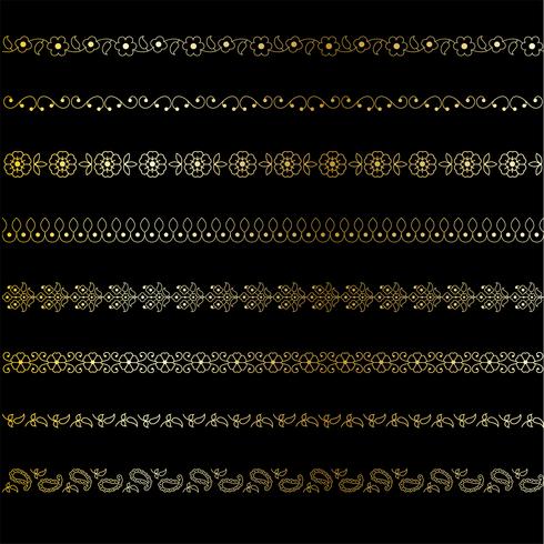 gold paisley border patterns vector