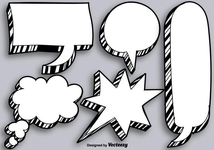 Vector Hand Drawn Blank Speech Bubbles