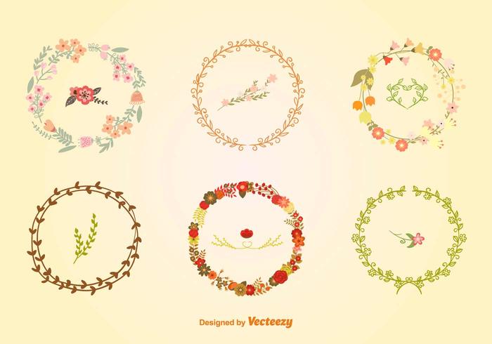 Hand-Drawn Floral Wreaths vector